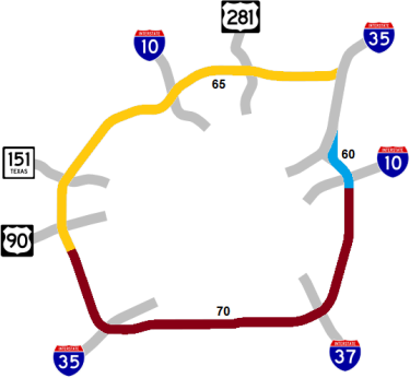 Loop 410 speed limit map