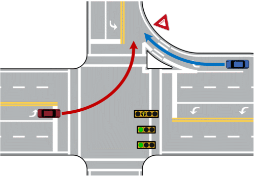 Intersection with left and right turns