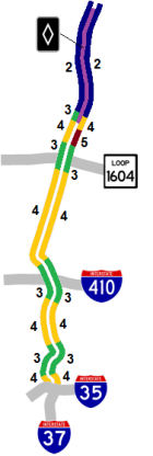 US 281N lanes map