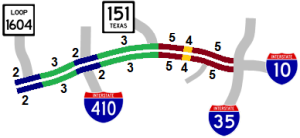 US 90W lanes map