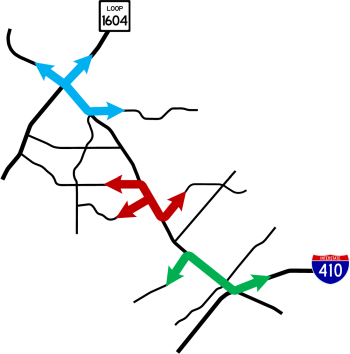 Cross-traffic movements on Bandera Rd.