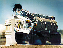 Oversized bridge rail crash test