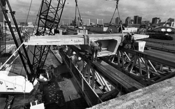 Bridge segment installation photo