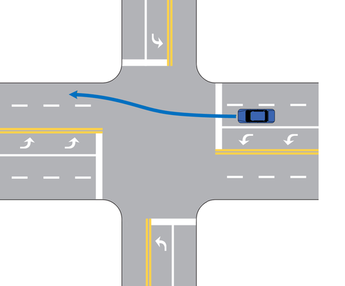 Lane change in intersection