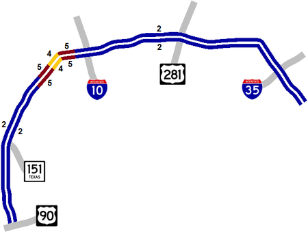 Loop 1604 lanes map