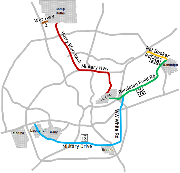 Map of military access roads