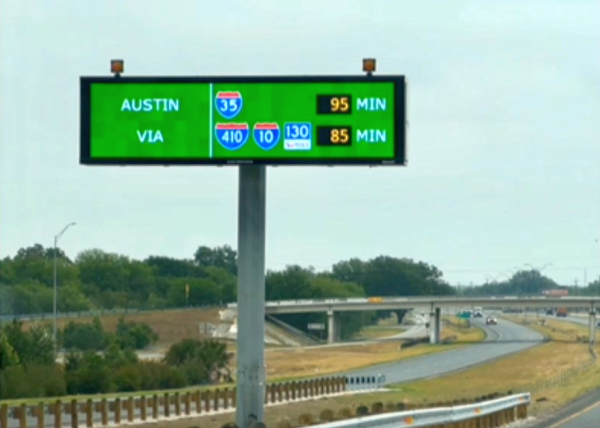 Travel time comparison sign