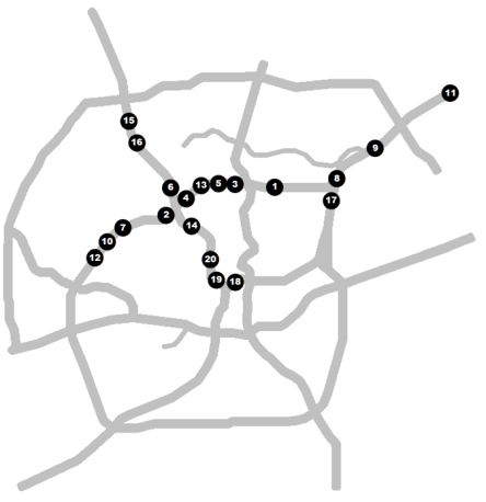 Top 20 locations map