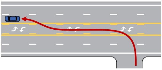 Use of center turn lane violation