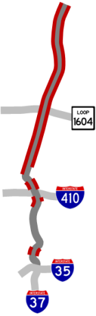 US 281N access roads map