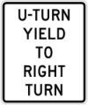 U-turn yield to right turn sign